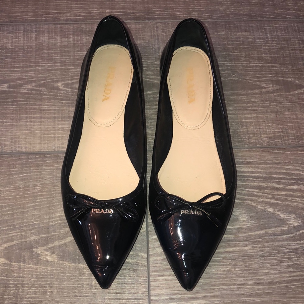 Prada Patent Leather Pointed Toe Flats